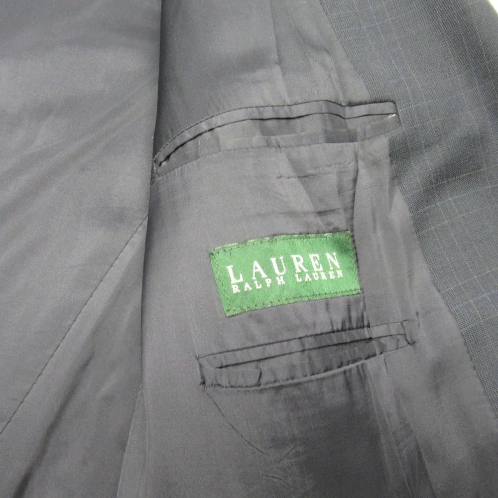 Lauren Ralph Lauren Wool Cashmere Blazer Men 46L Blue‎ Plaid Sport Coat READ